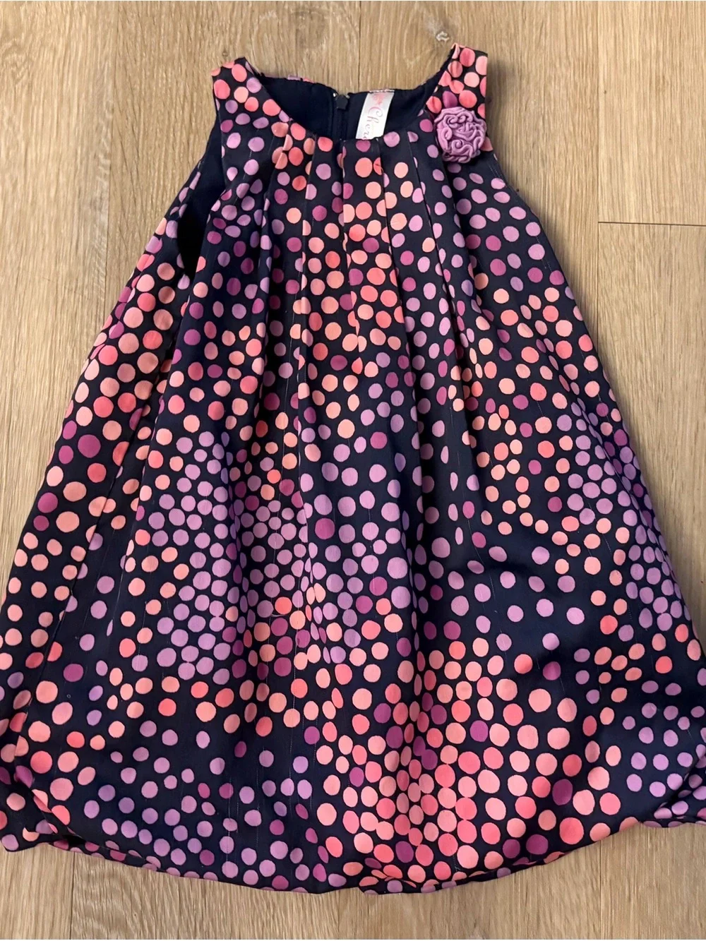 Cherokee Girl's Size 2T Polka Dot Bubble Dress with Pink and Coral Dots